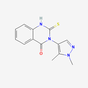 molecular formula C13H12N4OS B4376870 3-(1,5-DIMETHYL-1H-PYRAZOL-4-YL)-2-SULFANYL-4(3H)-QUINAZOLINONE 