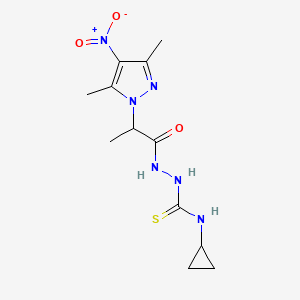 molecular formula C12H18N6O3S B4376873 N~1~-CYCLOPROPYL-2-[2-(3,5-DIMETHYL-4-NITRO-1H-PYRAZOL-1-YL)PROPANOYL]-1-HYDRAZINECARBOTHIOAMIDE 