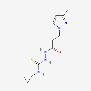 molecular formula C11H17N5OS B4376894 N~1~-CYCLOPROPYL-2-[3-(3-METHYL-1H-PYRAZOL-1-YL)PROPANOYL]-1-HYDRAZINECARBOTHIOAMIDE 