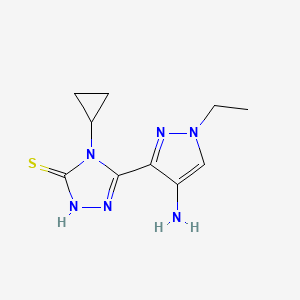 molecular formula C10H14N6S B4376895 5-(4-AMINO-1-ETHYL-1H-PYRAZOL-3-YL)-4-CYCLOPROPYL-4H-1,2,4-TRIAZOL-3-YLHYDROSULFIDE 