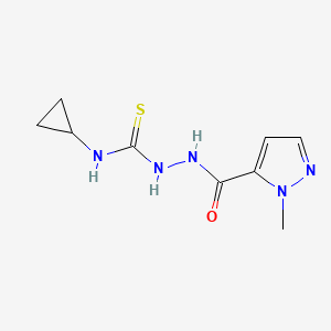 molecular formula C9H13N5OS B4376907 N~1~-CYCLOPROPYL-2-[(1-METHYL-1H-PYRAZOL-5-YL)CARBONYL]-1-HYDRAZINECARBOTHIOAMIDE 