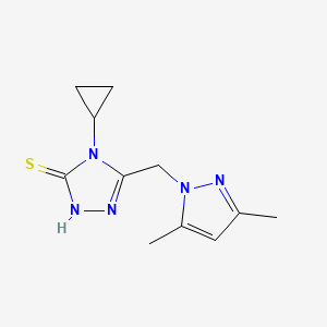 molecular formula C11H15N5S B4376928 4-CYCLOPROPYL-5-[(3,5-DIMETHYL-1H-PYRAZOL-1-YL)METHYL]-4H-1,2,4-TRIAZOL-3-YLHYDROSULFIDE 