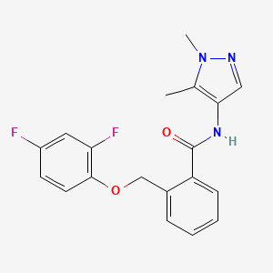 molecular formula C19H17F2N3O2 B4376958 2-[(2,4-difluorophenoxy)methyl]-N-(1,5-dimethyl-1H-pyrazol-4-yl)benzamide 