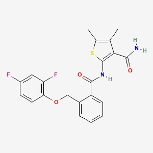 molecular formula C21H18F2N2O3S B4376969 2-({2-[(2,4-difluorophenoxy)methyl]benzoyl}amino)-4,5-dimethyl-3-thiophenecarboxamide 