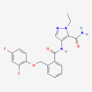 molecular formula C20H18F2N4O3 B4376980 4-({2-[(2,4-difluorophenoxy)methyl]benzoyl}amino)-1-ethyl-1H-pyrazole-5-carboxamide 