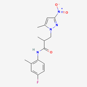 N-(4-fluoro-2-methylphenyl)-2-methyl-3-(5-methyl-3-nitro-1H-pyrazol-1-yl)propanamide