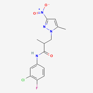 N-(3-chloro-4-fluorophenyl)-2-methyl-3-(5-methyl-3-nitro-1H-pyrazol-1-yl)propanamide