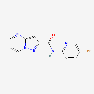 molecular formula C12H8BrN5O B4377034 N-(5-bromopyridin-2-yl)pyrazolo[1,5-a]pyrimidine-2-carboxamide 