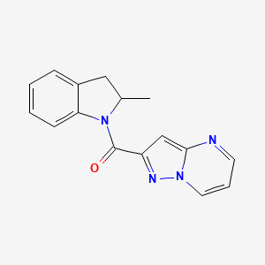 molecular formula C16H14N4O B4377040 2-[(2-methyl-2,3-dihydro-1H-indol-1-yl)carbonyl]pyrazolo[1,5-a]pyrimidine 