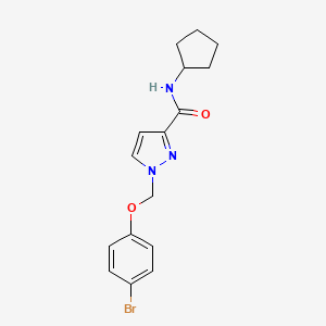 molecular formula C16H18BrN3O2 B4377061 1-[(4-BROMOPHENOXY)METHYL]-N~3~-CYCLOPENTYL-1H-PYRAZOLE-3-CARBOXAMIDE 