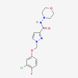 molecular formula C15H16ClFN4O3 B4377070 1-[(3-CHLORO-4-FLUOROPHENOXY)METHYL]-N~3~-MORPHOLINO-1H-PYRAZOLE-3-CARBOXAMIDE 