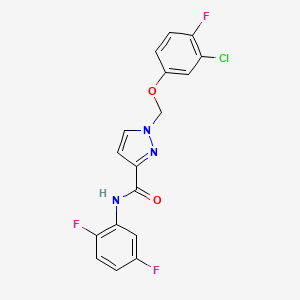 molecular formula C17H11ClF3N3O2 B4377078 1-[(3-CHLORO-4-FLUOROPHENOXY)METHYL]-N~3~-(2,5-DIFLUOROPHENYL)-1H-PYRAZOLE-3-CARBOXAMIDE 