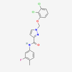 molecular formula C18H14Cl2FN3O2 B4377137 1-[(2,3-DICHLOROPHENOXY)METHYL]-N~3~-(3-FLUORO-4-METHYLPHENYL)-1H-PYRAZOLE-3-CARBOXAMIDE 