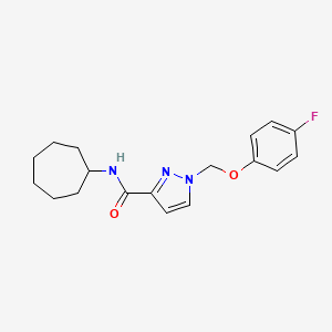 molecular formula C18H22FN3O2 B4377171 N~3~-CYCLOHEPTYL-1-[(4-FLUOROPHENOXY)METHYL]-1H-PYRAZOLE-3-CARBOXAMIDE 