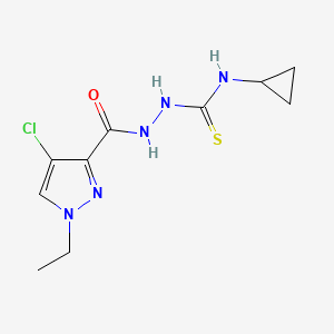 molecular formula C10H14ClN5OS B4377219 2-[(4-CHLORO-1-ETHYL-1H-PYRAZOL-3-YL)CARBONYL]-N-CYCLOPROPYL-1-HYDRAZINECARBOTHIOAMIDE 