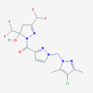 [3,5-bis(difluoromethyl)-5-hydroxy-4,5-dihydro-1H-pyrazol-1-yl]{1-[(4-chloro-3,5-dimethyl-1H-pyrazol-1-yl)methyl]-1H-pyrazol-3-yl}methanone