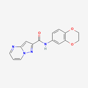 molecular formula C15H12N4O3 B4377289 N-(2,3-dihydro-1,4-benzodioxin-6-yl)pyrazolo[1,5-a]pyrimidine-2-carboxamide 