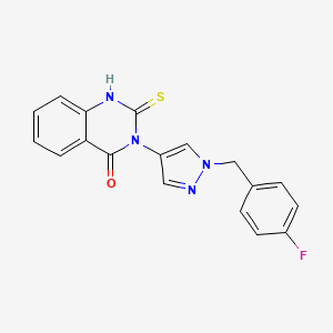 molecular formula C18H13FN4OS B4377319 3-[1-(4-FLUOROBENZYL)-1H-PYRAZOL-4-YL]-2-SULFANYL-4(3H)-QUINAZOLINONE 