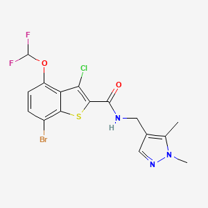 7-bromo-3-chloro-4-(difluoromethoxy)-N-[(1,5-dimethyl-1H-pyrazol-4-yl)methyl]-1-benzothiophene-2-carboxamide