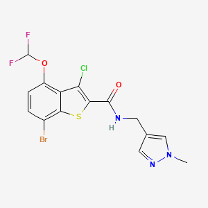 7-bromo-3-chloro-4-(difluoromethoxy)-N-[(1-methyl-1H-pyrazol-4-yl)methyl]-1-benzothiophene-2-carboxamide