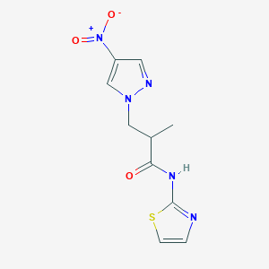 molecular formula C10H11N5O3S B4377362 2-methyl-3-(4-nitro-1H-pyrazol-1-yl)-N-(1,3-thiazol-2-yl)propanamide 