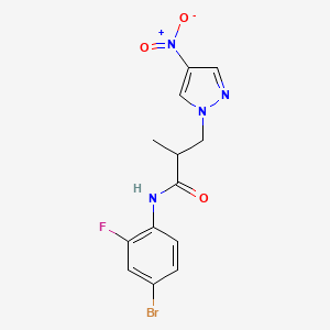 N-(4-bromo-2-fluorophenyl)-2-methyl-3-(4-nitro-1H-pyrazol-1-yl)propanamide