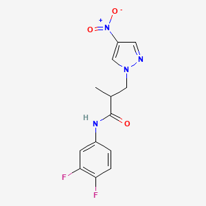 molecular formula C13H12F2N4O3 B4377381 N-(3,4-difluorophenyl)-2-methyl-3-(4-nitro-1H-pyrazol-1-yl)propanamide 