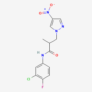 molecular formula C13H12ClFN4O3 B4377382 N-(3-chloro-4-fluorophenyl)-2-methyl-3-(4-nitro-1H-pyrazol-1-yl)propanamide 