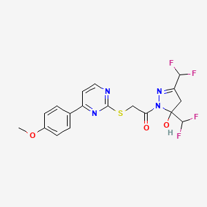 1-[3,5-BIS(DIFLUOROMETHYL)-5-HYDROXY-4,5-DIHYDRO-1H-PYRAZOL-1-YL]-2-{[4-(4-METHOXYPHENYL)-2-PYRIMIDINYL]SULFANYL}-1-ETHANONE