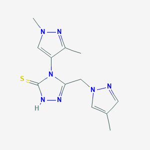 molecular formula C12H15N7S B4377435 4-(1,3-DIMETHYL-1H-PYRAZOL-4-YL)-5-[(4-METHYL-1H-PYRAZOL-1-YL)METHYL]-4H-1,2,4-TRIAZOL-3-YLHYDROSULFIDE 