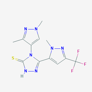 4-(1,3-DIMETHYL-1H-PYRAZOL-4-YL)-5-[1-METHYL-3-(TRIFLUOROMETHYL)-1H-PYRAZOL-5-YL]-4H-1,2,4-TRIAZOL-3-YLHYDROSULFIDE