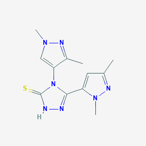 molecular formula C12H15N7S B4377453 4-(1,3-DIMETHYL-1H-PYRAZOL-4-YL)-5-(1,3-DIMETHYL-1H-PYRAZOL-5-YL)-4H-1,2,4-TRIAZOL-3-YLHYDROSULFIDE 