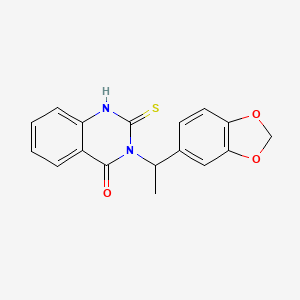 molecular formula C17H14N2O3S B4377464 3-[1-(1,3-BENZODIOXOL-5-YL)ETHYL]-2-SULFANYL-4(3H)-QUINAZOLINONE 