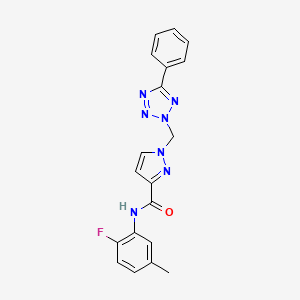 molecular formula C19H16FN7O B4377479 N~3~-(2-FLUORO-5-METHYLPHENYL)-1-[(5-PHENYL-2H-1,2,3,4-TETRAAZOL-2-YL)METHYL]-1H-PYRAZOLE-3-CARBOXAMIDE 