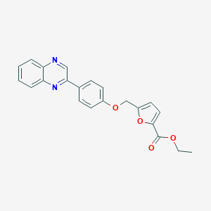 molecular formula C22H18N2O4 B437748 Ethyl 5-{[4-(2-quinoxalinyl)phenoxy]methyl}-2-furoate CAS No. 713110-79-3