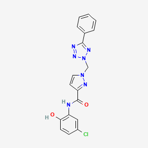 molecular formula C18H14ClN7O2 B4377489 N~3~-(5-CHLORO-2-HYDROXYPHENYL)-1-[(5-PHENYL-2H-1,2,3,4-TETRAAZOL-2-YL)METHYL]-1H-PYRAZOLE-3-CARBOXAMIDE 