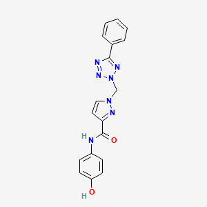 molecular formula C18H15N7O2 B4377505 N~3~-(4-HYDROXYPHENYL)-1-[(5-PHENYL-2H-1,2,3,4-TETRAAZOL-2-YL)METHYL]-1H-PYRAZOLE-3-CARBOXAMIDE 