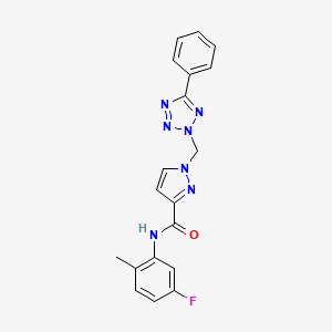 molecular formula C19H16FN7O B4377514 N~3~-(5-FLUORO-2-METHYLPHENYL)-1-[(5-PHENYL-2H-1,2,3,4-TETRAAZOL-2-YL)METHYL]-1H-PYRAZOLE-3-CARBOXAMIDE 