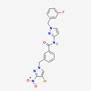 3-[(4-BROMO-3-NITRO-1H-PYRAZOL-1-YL)METHYL]-N-{1-[(3-FLUOROPHENYL)METHYL]-1H-PYRAZOL-3-YL}BENZAMIDE