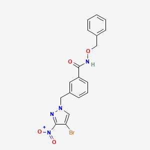 N-(benzyloxy)-3-[(4-bromo-3-nitro-1H-pyrazol-1-yl)methyl]benzamide