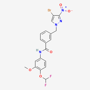 molecular formula C19H15BrF2N4O5 B4377549 3-[(4-bromo-3-nitro-1H-pyrazol-1-yl)methyl]-N-[4-(difluoromethoxy)-3-methoxyphenyl]benzamide 