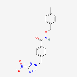 molecular formula C18H17N5O4 B4377553 N-[(4-methylbenzyl)oxy]-4-[(3-nitro-1H-1,2,4-triazol-1-yl)methyl]benzamide 