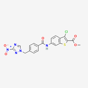 molecular formula C20H14ClN5O5S B4377554 methyl 3-chloro-6-({4-[(3-nitro-1H-1,2,4-triazol-1-yl)methyl]benzoyl}amino)-1-benzothiophene-2-carboxylate 