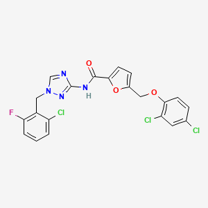 molecular formula C21H14Cl3FN4O3 B4377596 N-[1-(2-chloro-6-fluorobenzyl)-1H-1,2,4-triazol-3-yl]-5-[(2,4-dichlorophenoxy)methyl]-2-furamide 