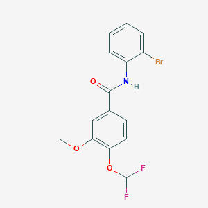 molecular formula C15H12BrF2NO3 B4377600 N-(2-bromophenyl)-4-(difluoromethoxy)-3-methoxybenzamide 