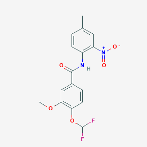 molecular formula C16H14F2N2O5 B4377608 4-(difluoromethoxy)-3-methoxy-N-(4-methyl-2-nitrophenyl)benzamide 