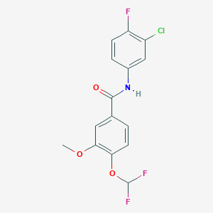 molecular formula C15H11ClF3NO3 B4377614 N-(3-chloro-4-fluorophenyl)-4-(difluoromethoxy)-3-methoxybenzamide 