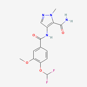 molecular formula C14H14F2N4O4 B4377662 4-{[4-(difluoromethoxy)-3-methoxybenzoyl]amino}-1-methyl-1H-pyrazole-5-carboxamide 