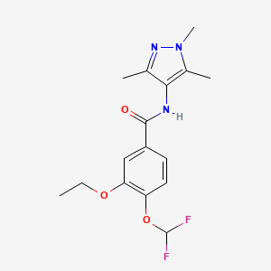 molecular formula C16H19F2N3O3 B4377697 4-(difluoromethoxy)-3-ethoxy-N-(1,3,5-trimethyl-1H-pyrazol-4-yl)benzamide 