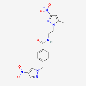 molecular formula C17H17N7O5 B4377706 N-[2-(5-methyl-3-nitro-1H-pyrazol-1-yl)ethyl]-4-[(4-nitro-1H-pyrazol-1-yl)methyl]benzamide 